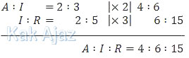 Perbandingan bertingkat A:I:R = 4:6:15