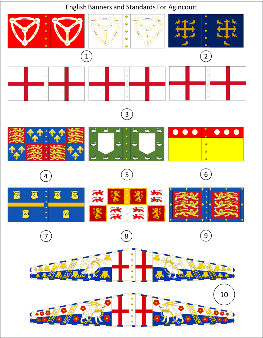 AZINCOURT 10 Bannières Anglaises English Banners