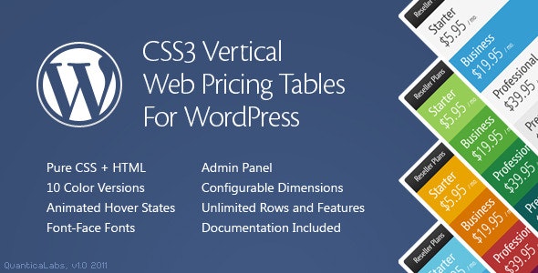 CSS3 Vertical Web Pricing Tables
