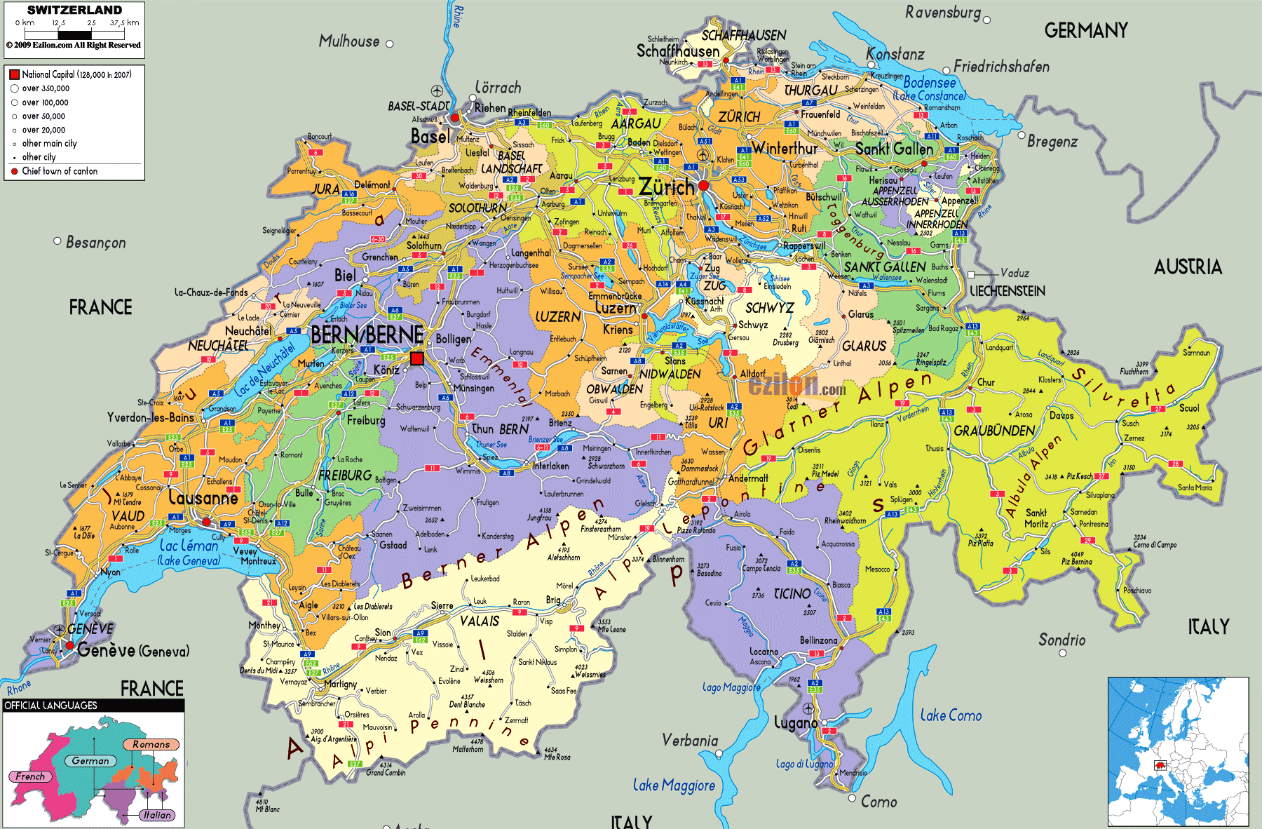 Switzerland (Swiss) Map Switzerland (Swiss) Map