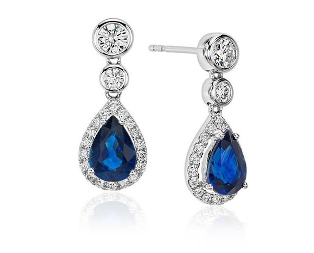 Blue Nile Sapphire and Diamond Drop Earrings