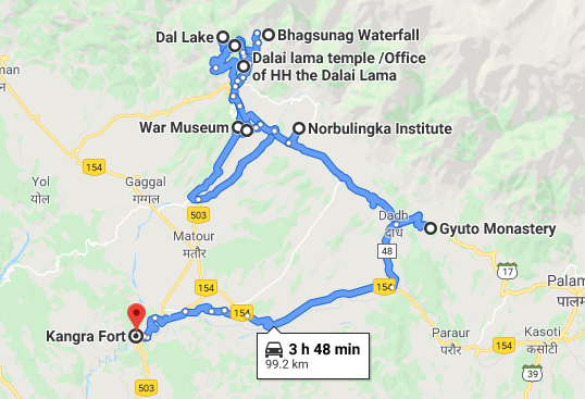 dharamshala tourist places map