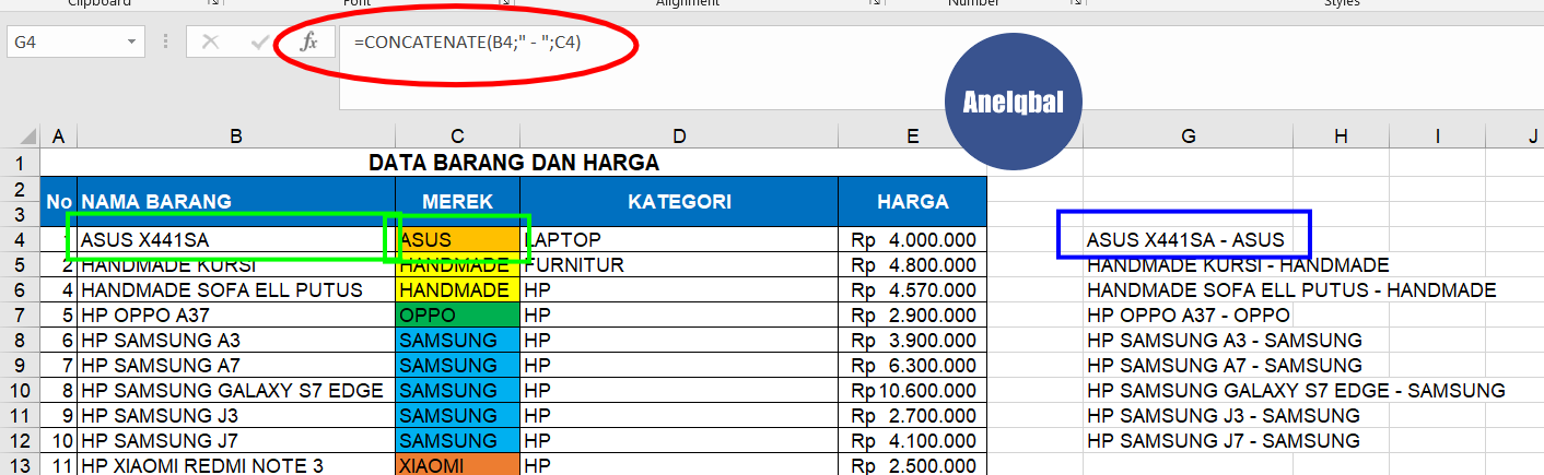 Cara Menggabungkan Kolom di Excel (dan Teks Juga) - AneIqbal