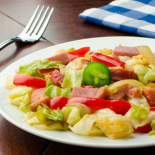 Kitchen Riffs Cabbage and Ham StirFry