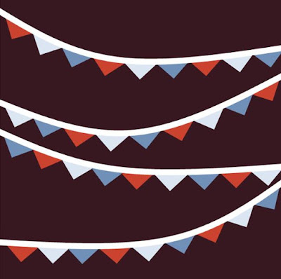 Party banner flag bunting quilt block using bias tape applique and prairie points