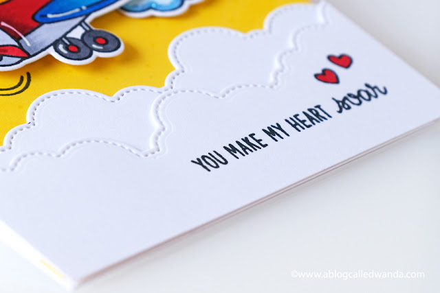 Sunny Studio Stamps: Plane Awesome Fluffy Clouds Border Dies Card by Wanda Guess