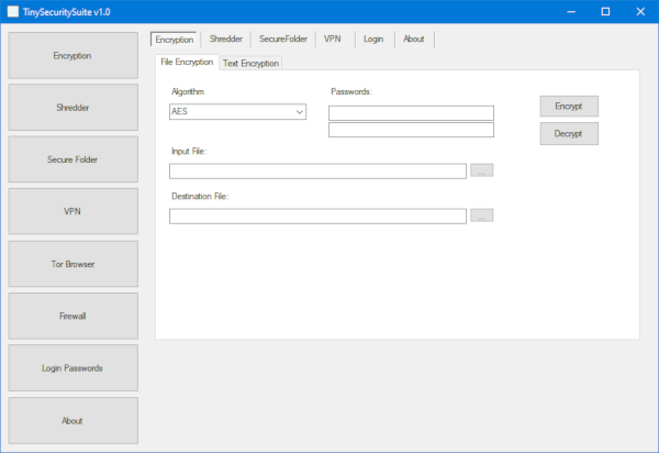 Tiny Security Suite encripta, tritura y protege archivos