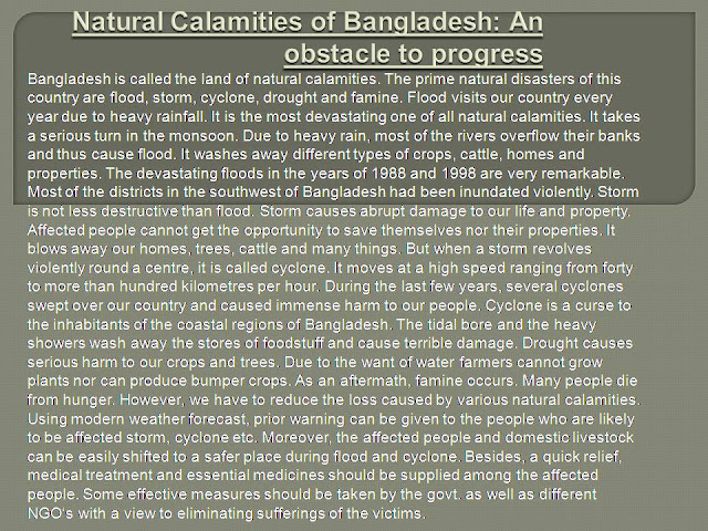 Natural Calamities of Bangladesh: An obstacle to progress