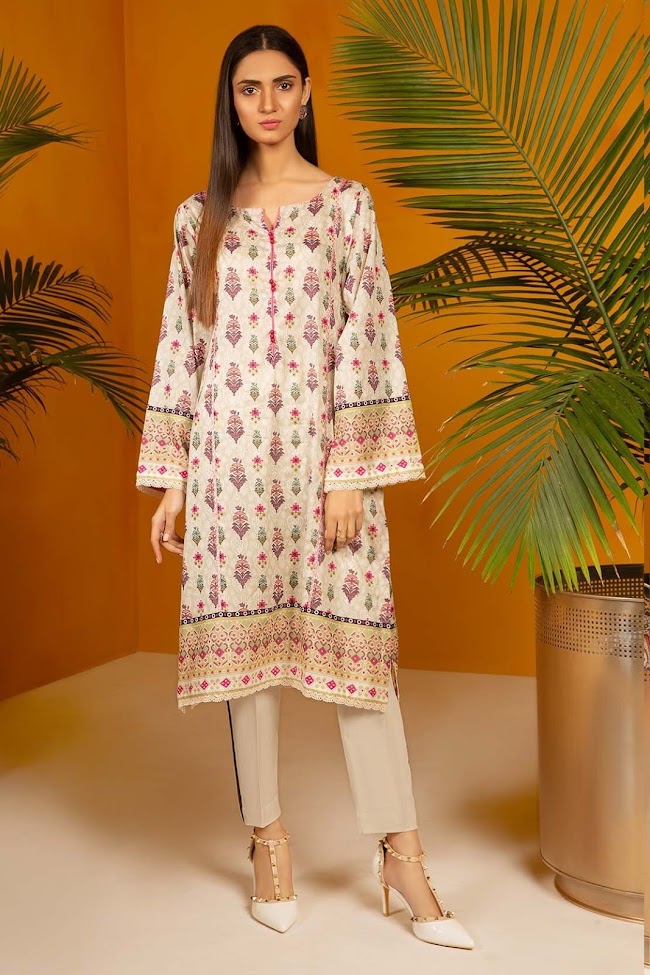 Warda lawn shirt peach color printed