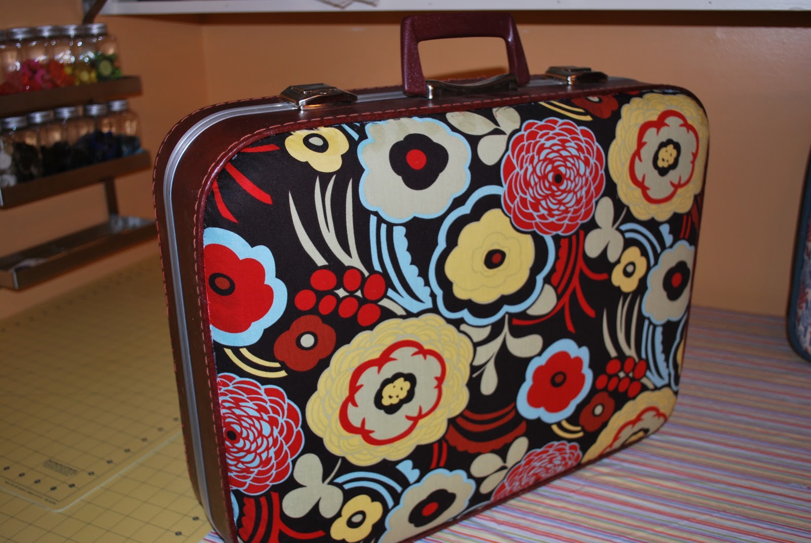 The Ever Changing Life of a Military Wife: Fabric Covered Vintage Suitcases