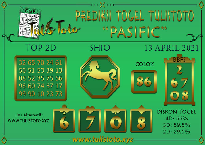 Prediksi Togel PASIFIC TULISTOTO 13 APRIL 2021
