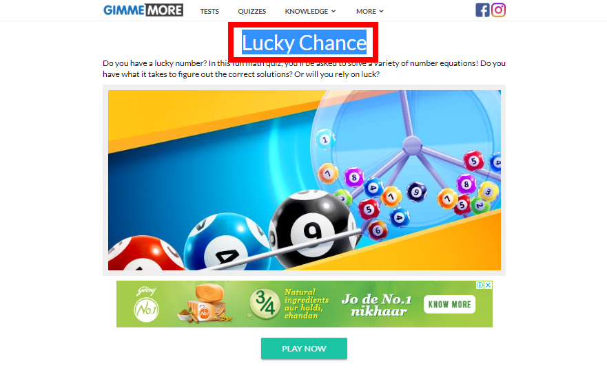 Gimmemore Lucky Chance Quiz Answers