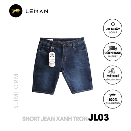 QUẦN SHORT JEAN NAM XANH TRƠN 03 SLIM FORM