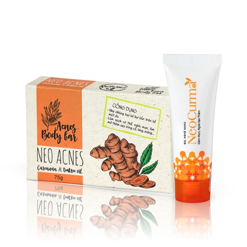 BỘ ĐÔI GIẢM MỤN MỜ THÂM LƯNG, BODY – XÀ PHÒNG NGHỆ 75G VÀ GEL NGHỆ NANO NEOCURMA 20G – NEO ACNES
