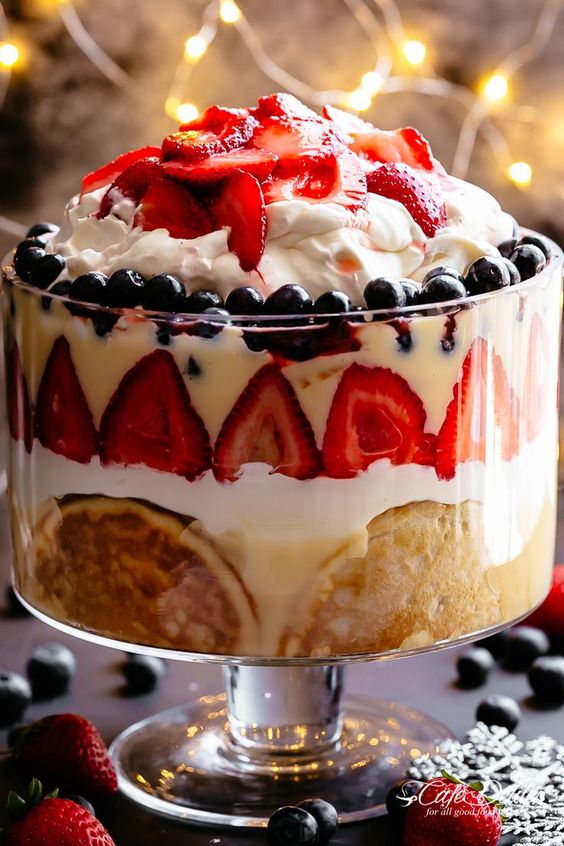 Strawberry Trifle with Pancakes