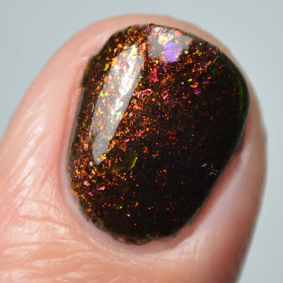 rainbow color shifting nail polish close up swatch