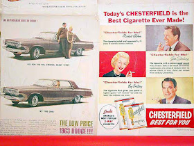 Chesterfield cigarettes, sign, Dodge, advertisement, antique