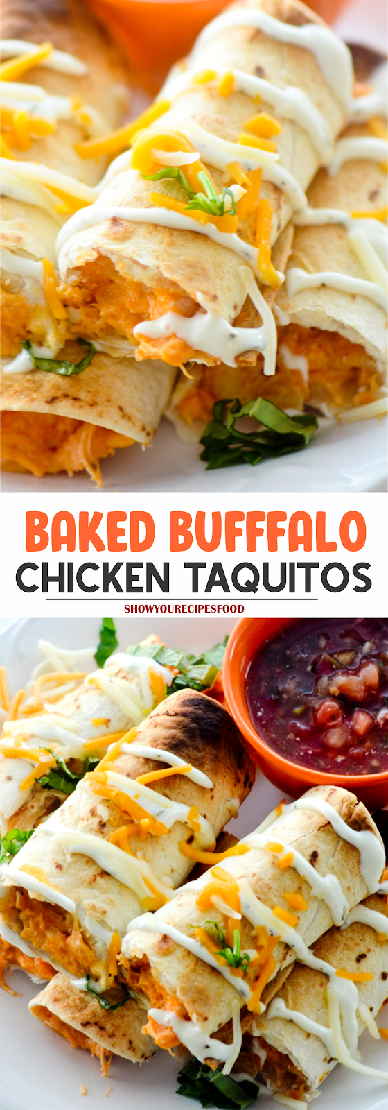 BAKED BUFFFALO CHICKEN TAQUITOS | Show You Recipes