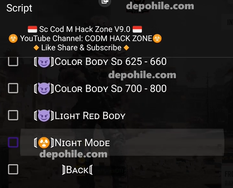 Call of Duty Mobile Zone Script Wall, Night Mode Hilesi Ekim 2019
