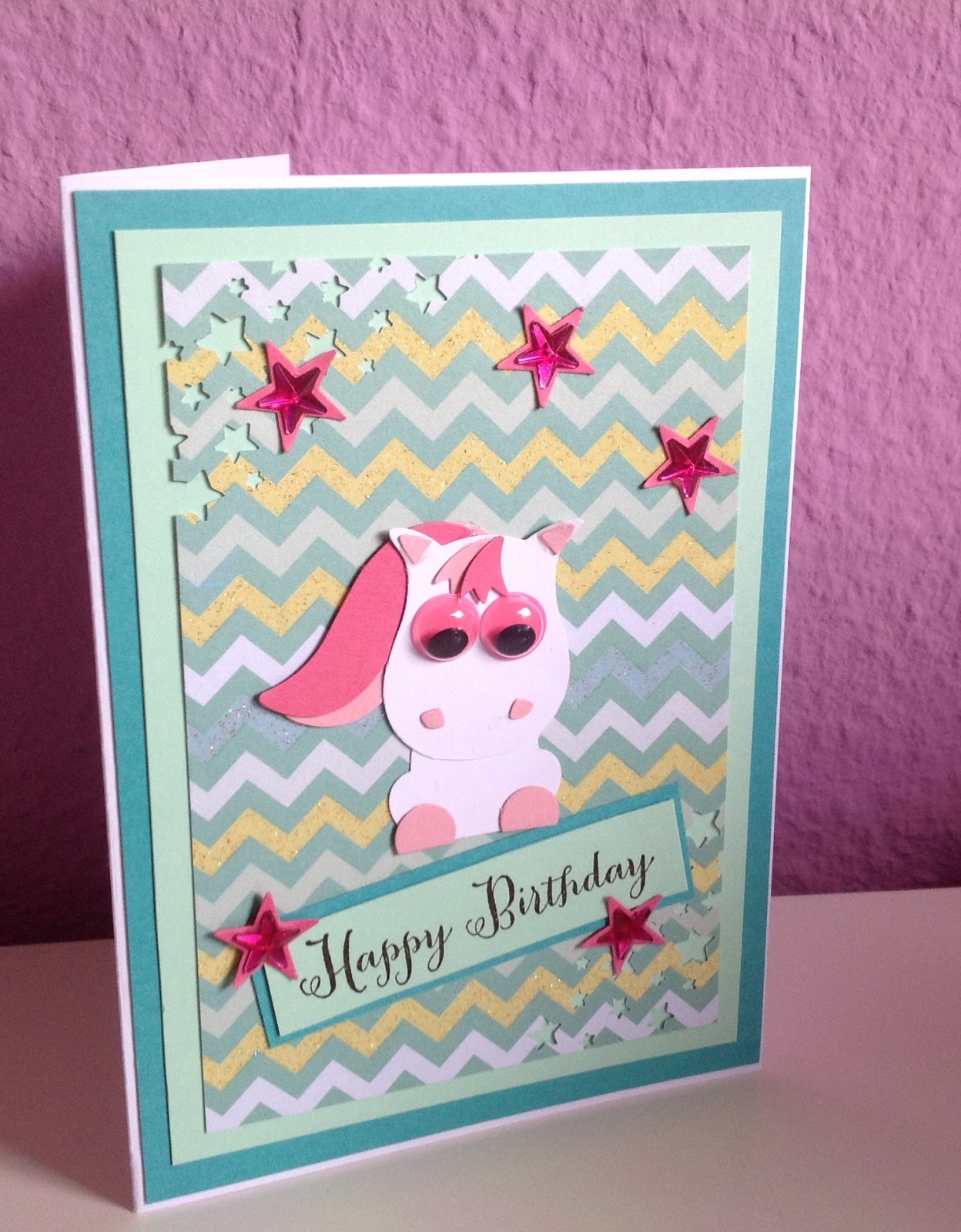 Stempelmädels: Einhorn Karte zum Geburtstag