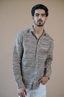 Madras Pattern Shirt with Classic Collar and Full Sleeves - Artless-Store.com 
