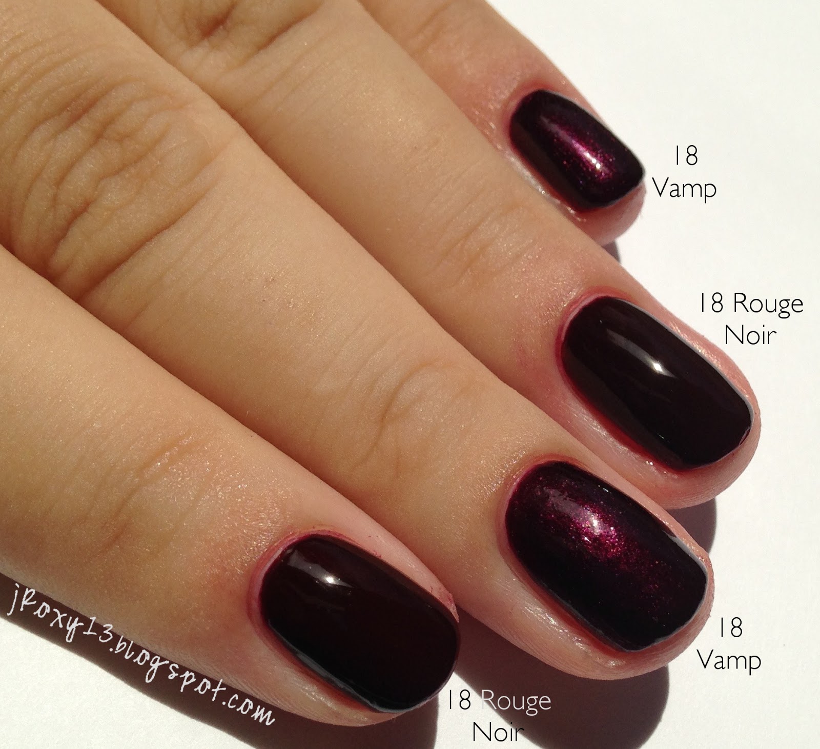 Chanel in #18 Rouge Noir, #18 Vamp, #757 Rose Fusion, and Le Top Coat Lamé  Rouge Noir Swatches + Comparisons | Holiday 2015 