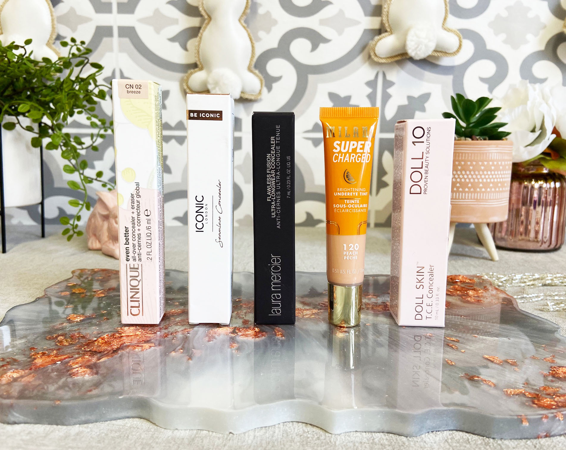 Trying Five Concealers - Even Better Concealer, Iconic London Seamless Concealer, Laura Mercier Flawless Concealer, Milani Supercharged Undereye Tint & 10 Doll Skin TCE Concealer | Kathryn's Loves