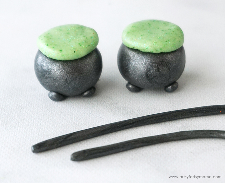 Polymer Clay Halloween Cauldron Earrings