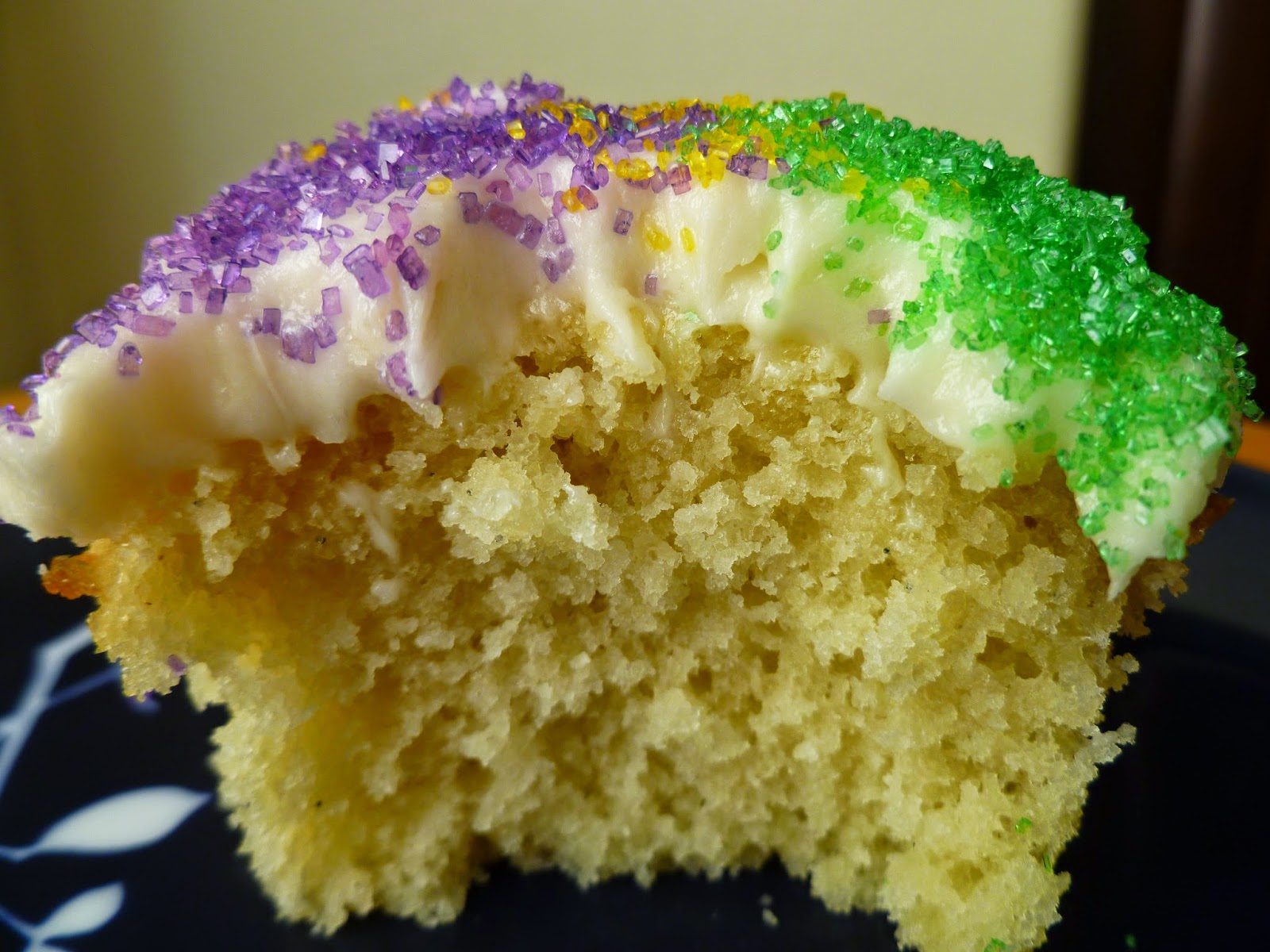 The Pastry Chef's Baking Butter Cupcakes dressed for Mardi Gras