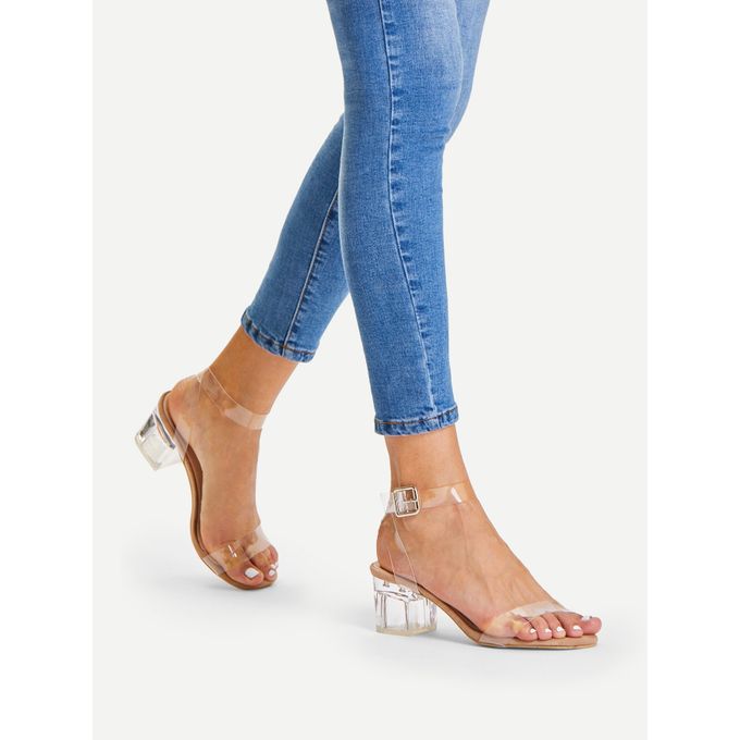 SHEIN Clear Strap Block Heeled Sandals