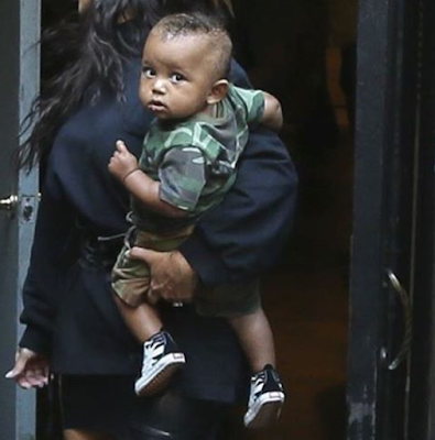 1a1ab Kanye West and Kim K step out with their children Saint and North West for lunch in New York