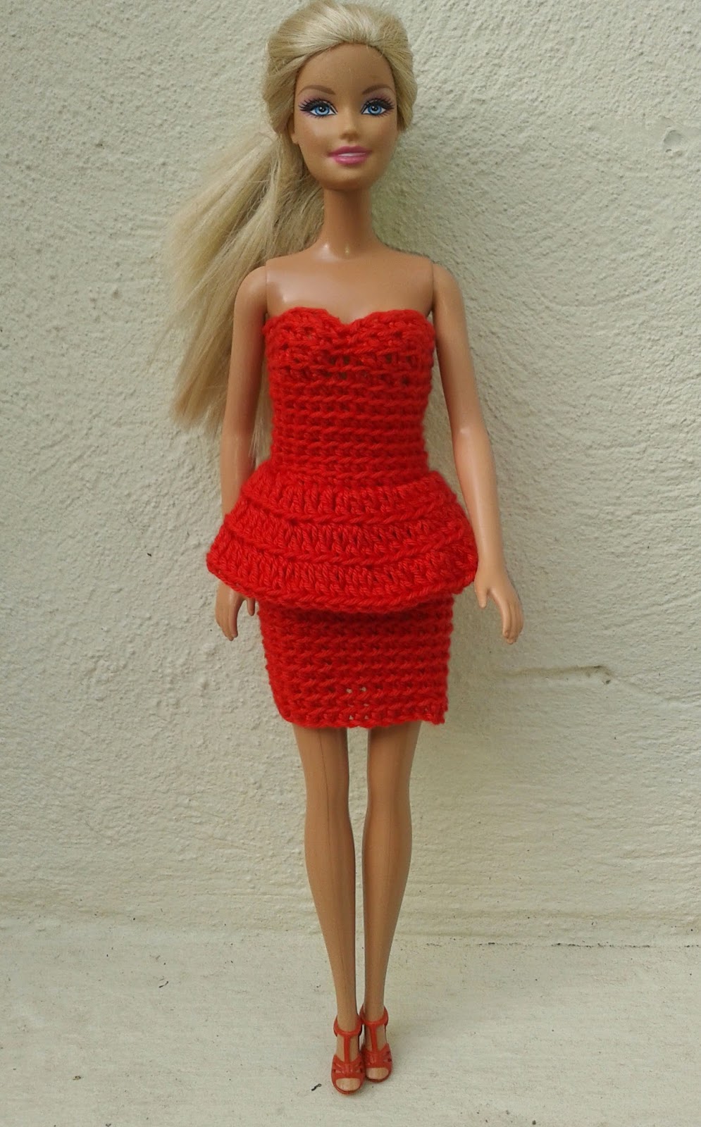 Linmary Knits Barbie in red crochet dresses