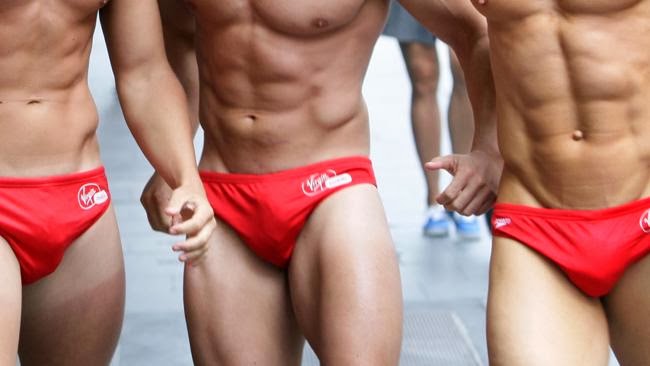 Sexy men in banana hammocks