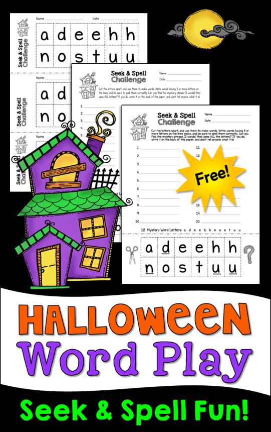 Corkboard Connections Halloween Word Play Seek &amp; Spell Fun!