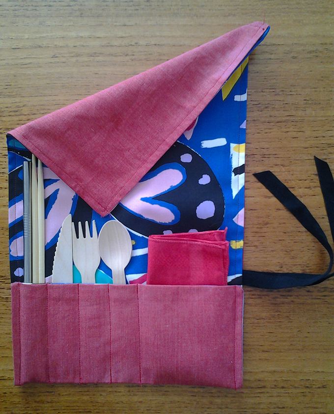 Cutlery wrap sewing tutorial