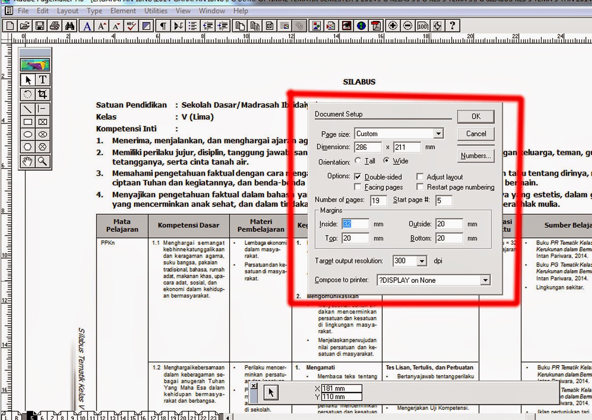 Belajar Pagemaker Contoh Pengerjaan Silabus menggunakan