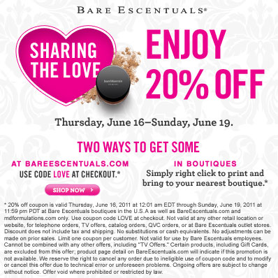 Bare Escentuals Friends &amp; Family Sale - The Shades Of U