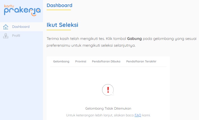 Gelombang Tidak Ditemukan di Kartu Prakerja Gelombang Tidak Ditemukan di Kartu Prakerja