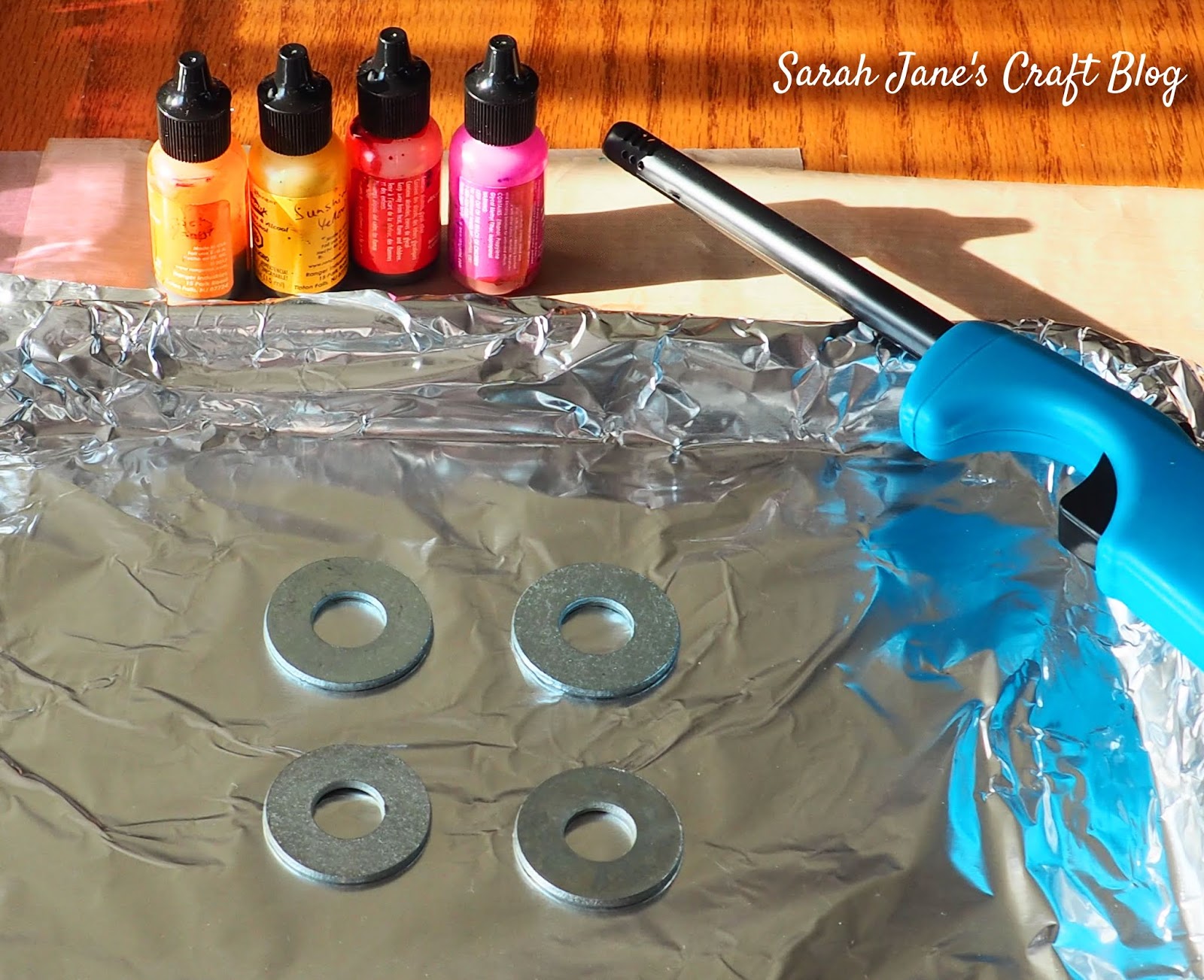 Flamed Alcohol Ink Washers