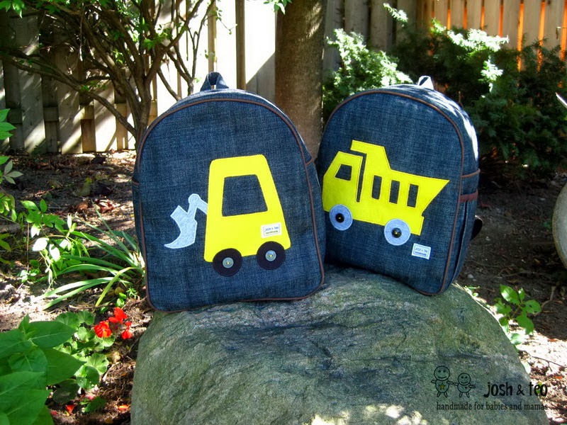 My Handmade Home Yellow Toddler Backpack Dump Truck and Bulldozer