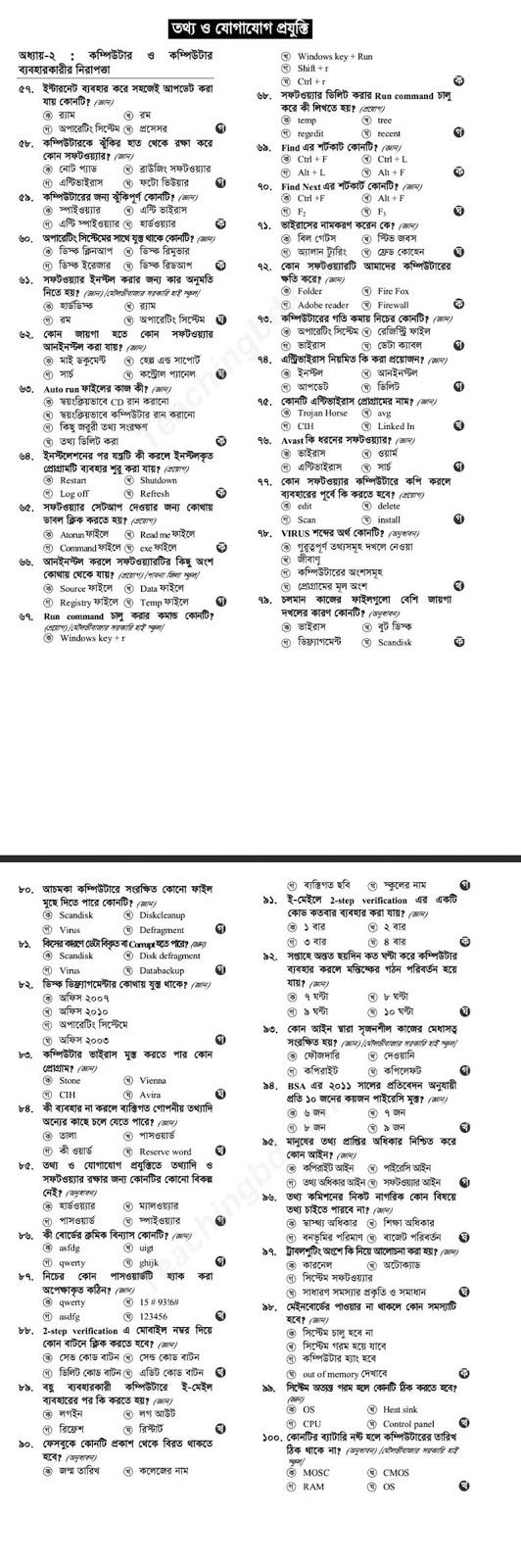 SSC ICT Model Question