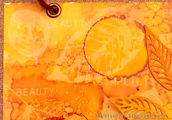 Layers of ink - Alcohol Ink Lift Background Tutorial by Anna-Karin Evaldsson, with Tim Holtz Nature's Wonder stamps