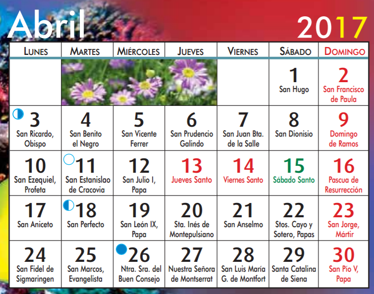 FE Y VIDA Santoral mes de abril