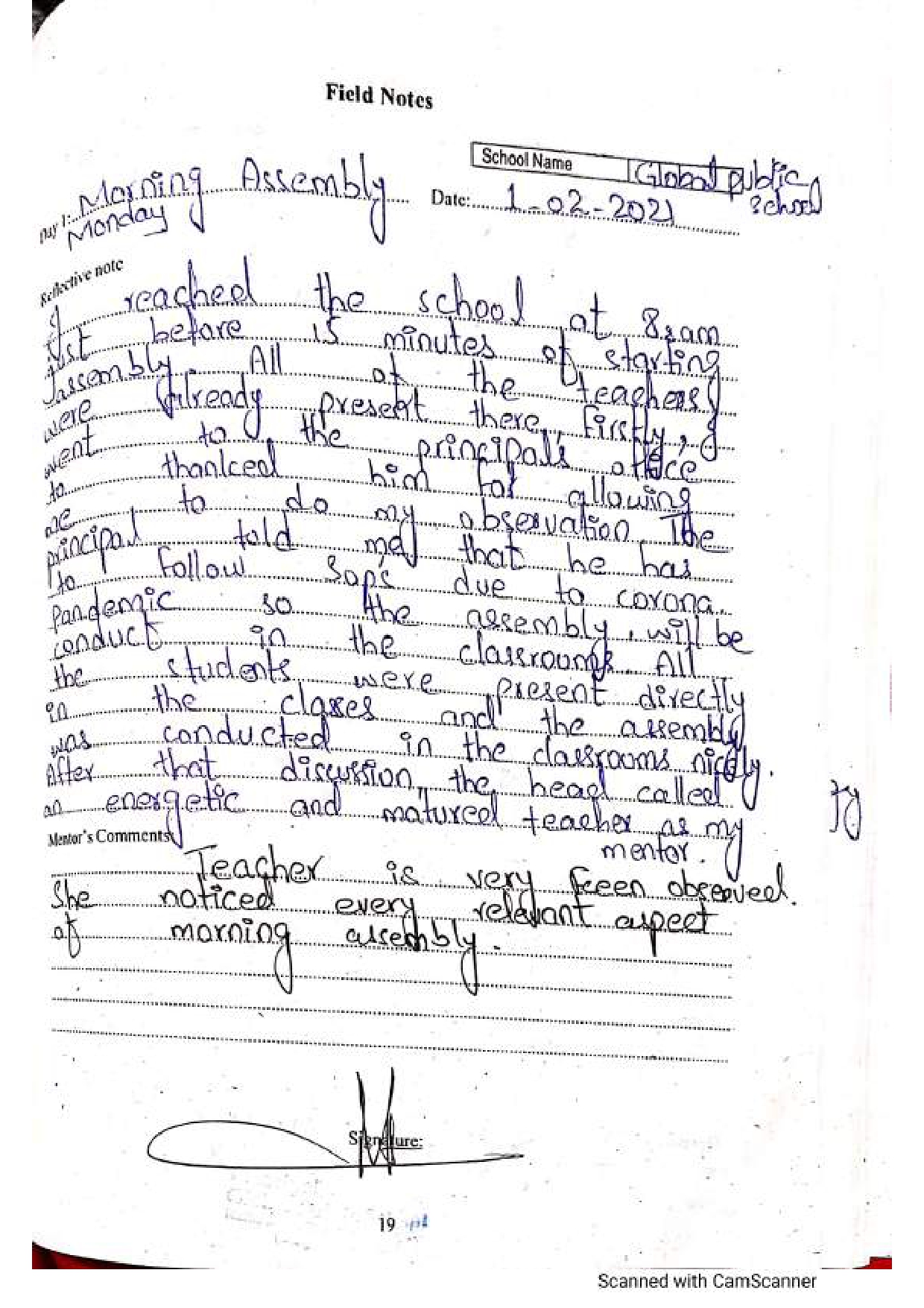 AIOU 8607 Teaching Practice I solved pdf handwritten 14 field notes