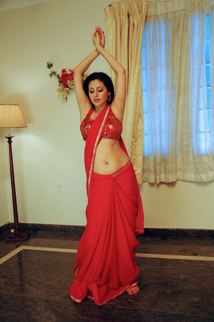 Sadha Armpit and Navel In Red Saree Nagin Dance