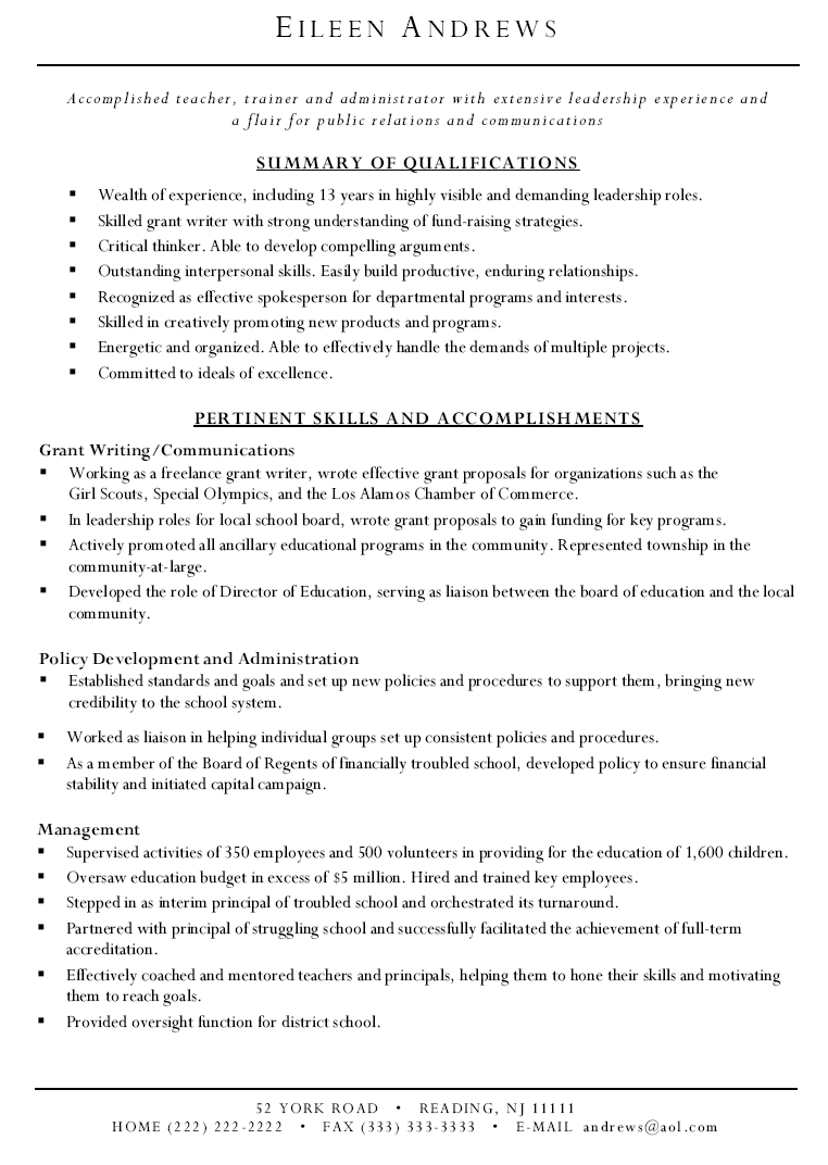 example of academic resumes