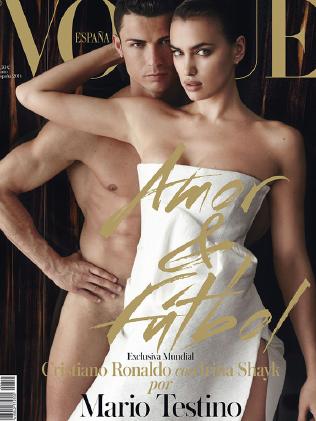 Five years together ... Cristiano Ronaldo and Irina Shakk on the cover of Vogue.Source:Supplied