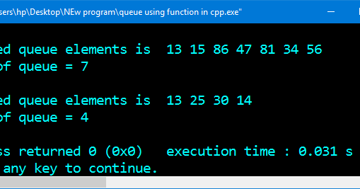 Program in C and C++ to implement queue Using Array . Second Method