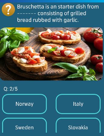 Bruschetta is an starter dish from ------ consisting of grilled bread rubbed with garlic