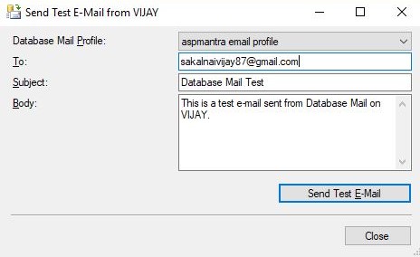 Sql Server: Send test email with Database Mail